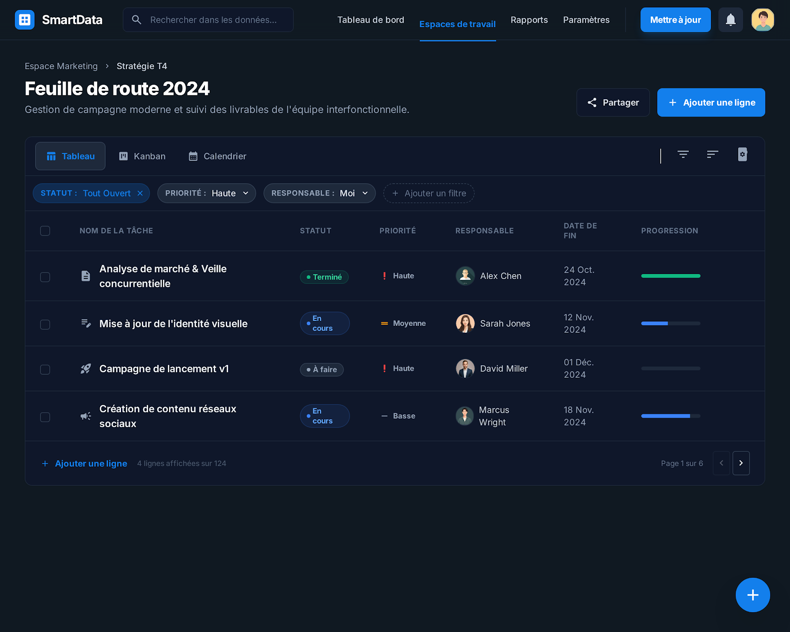 Interface Feuille de Route