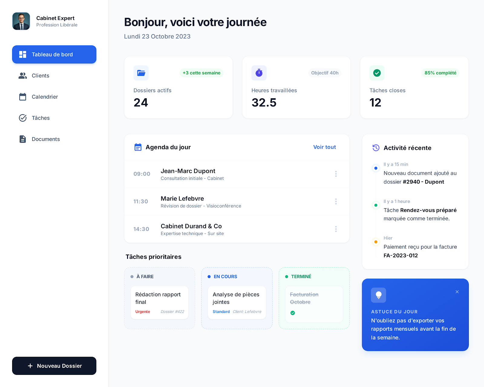 Interface Profession Libérale