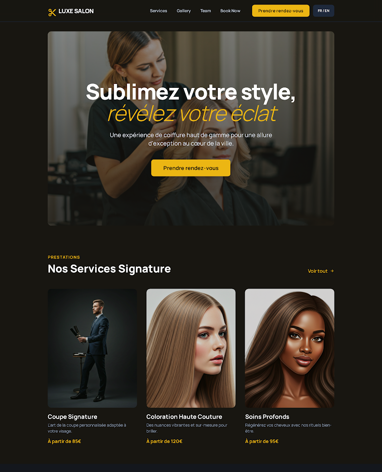 Site vitrine Coiffure